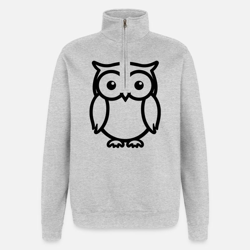 chouette - Sweat à zip 1/4 - gris chiné