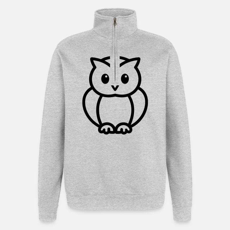 Eule - Quarter-Zip-Sweatshirt - Grau meliert