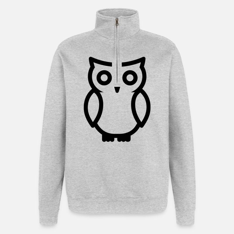 Eule - Quarter-Zip-Sweatshirt - Grau meliert