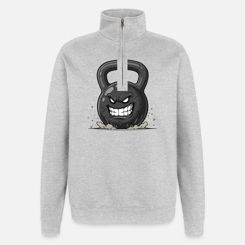 Angry Kettlebell – Burst of Force - Quarter-Zip Sweatshirt - heather grey
