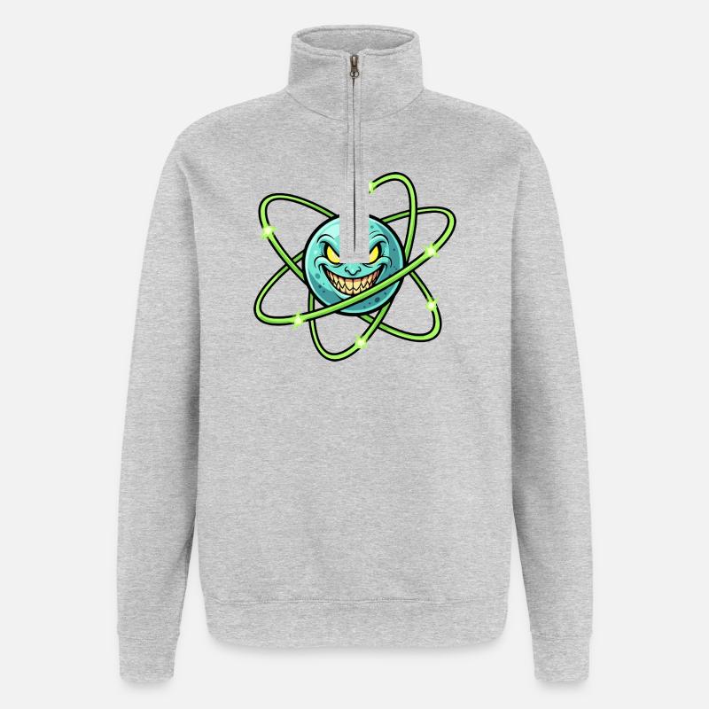 Grim Moon with Atomic Ring - Quarter-Zip Sweatshirt - heather grey