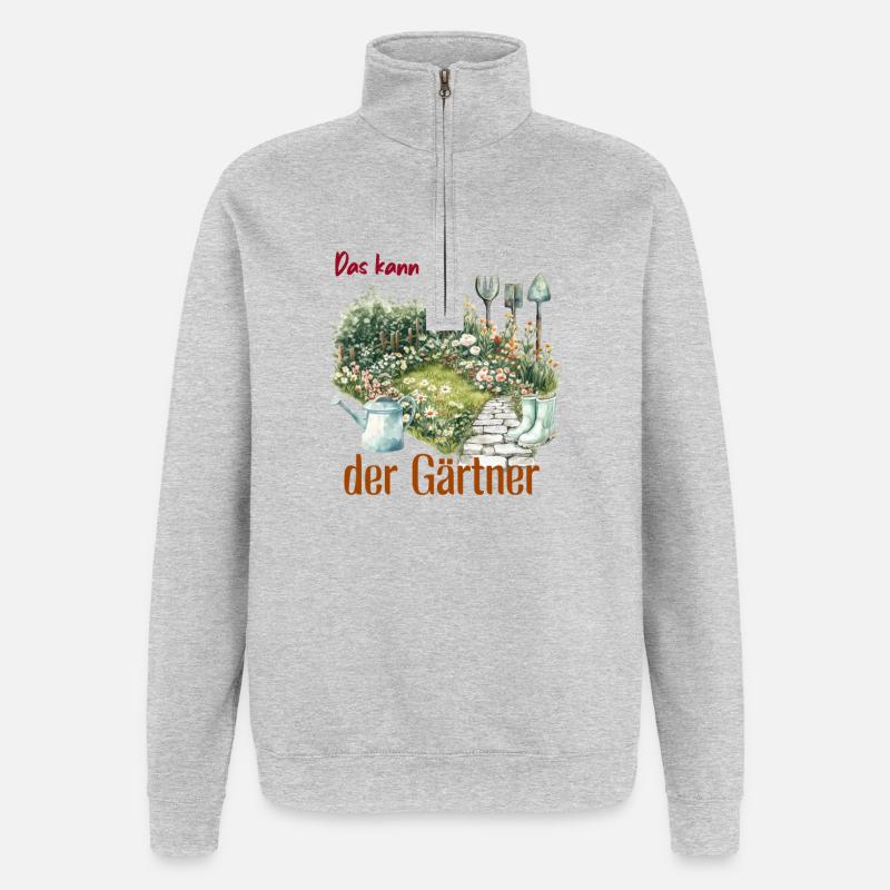 Beruf Gärtner - Geschenk Gärtner  - Quarter-Zip-Sweatshirt - Grau meliert