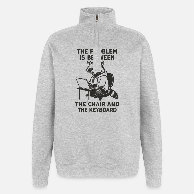 Problem mellem stol og tastatur - Sweatshirt med 1/4 lynlås - grå meleret