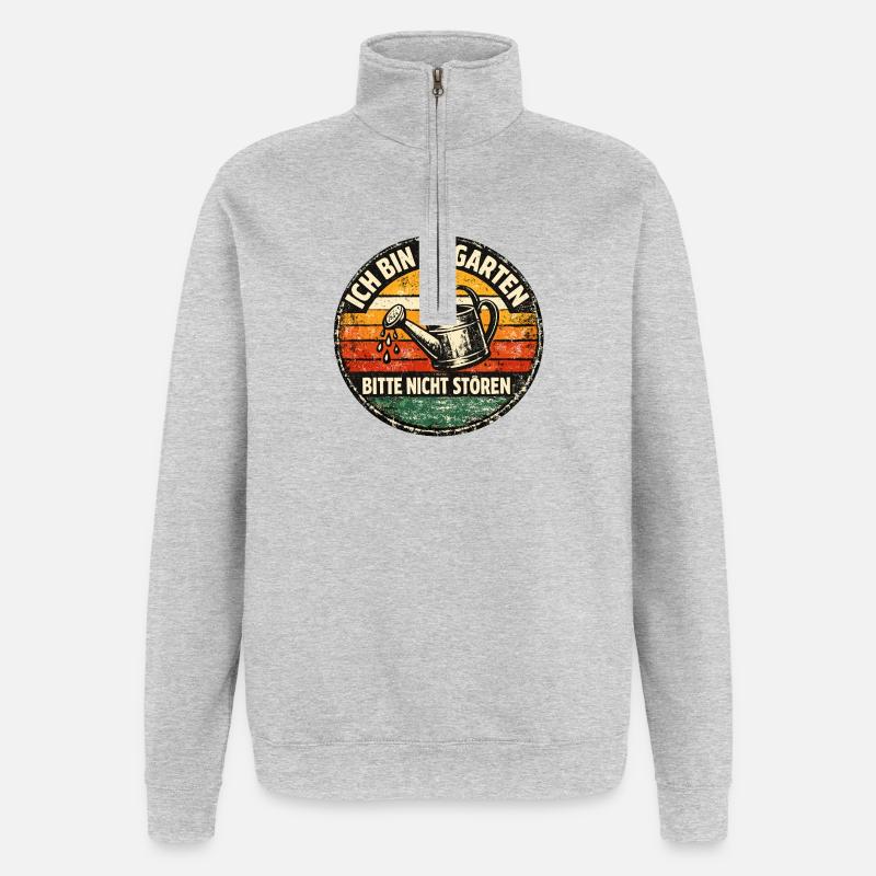 Gartenruhe Bitte Nicht Stören - Quarter-Zip-Sweatshirt - Grau meliert
