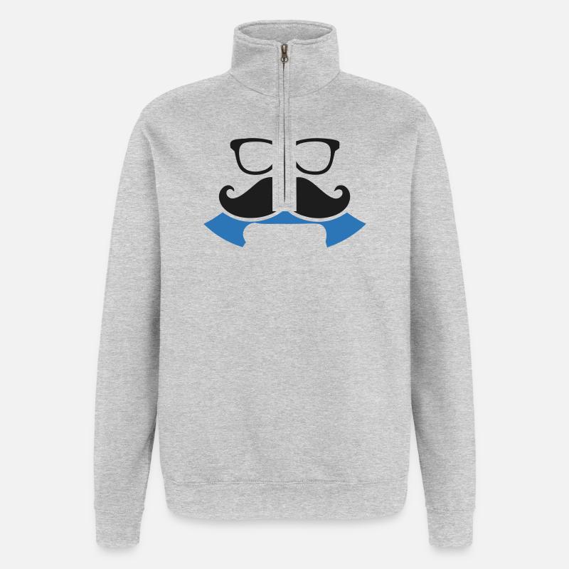 Hipster Schnurrbart Banner Logo - Quarter-Zip-Sweatshirt - Grau meliert