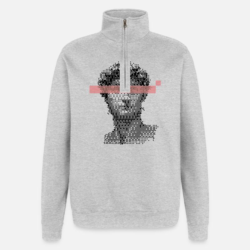 Design numérique de David Michelangelo Pixel - Sweat à zip 1/4 - gris chiné