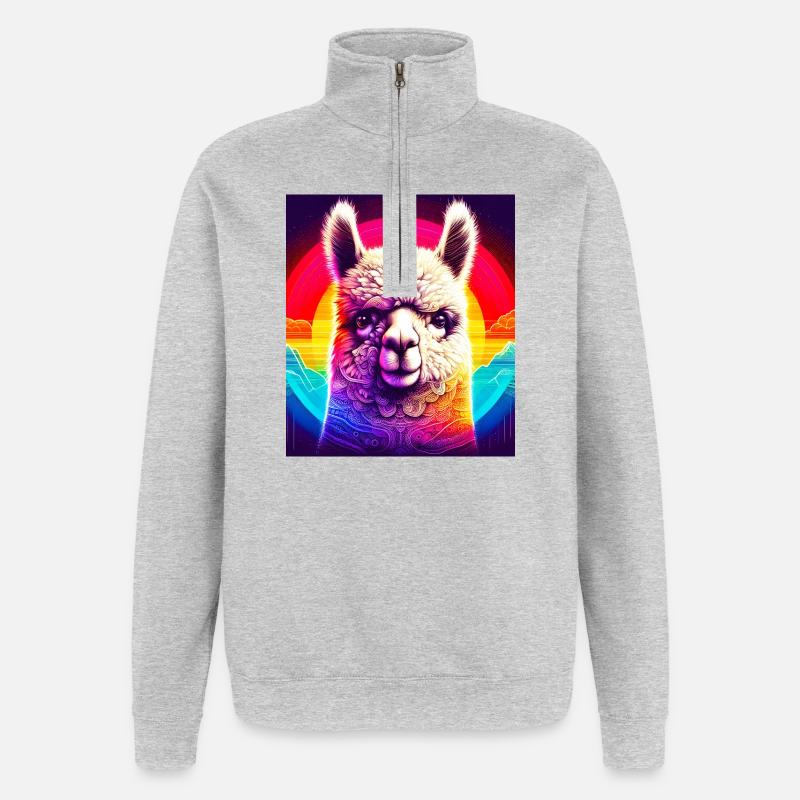 Alpaga - Sweat à zip 1/4 - gris chiné