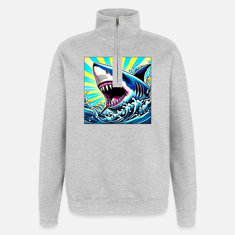 Shark - Quarter-Zip Sweatshirt - heather grey