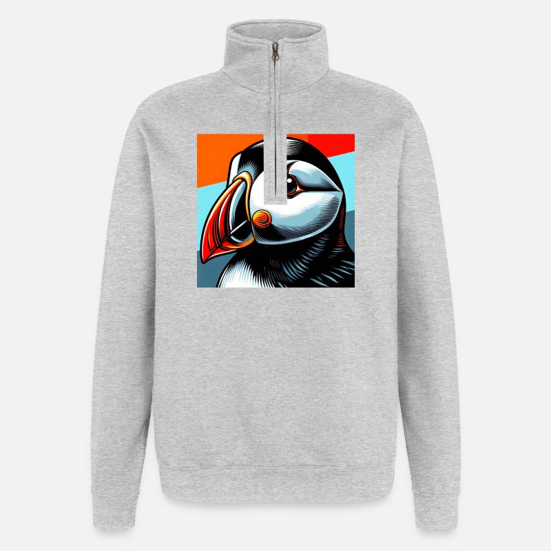 macareux - Sweat à zip 1/4 - gris chiné