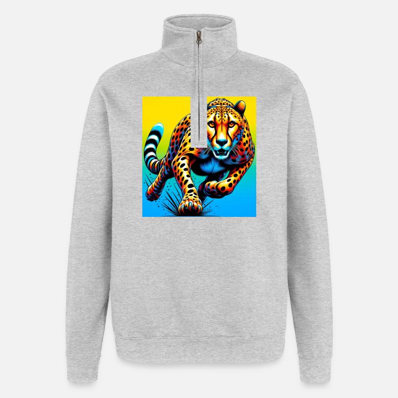 Gepard - Quarter-Zip-Sweatshirt - Grau meliert