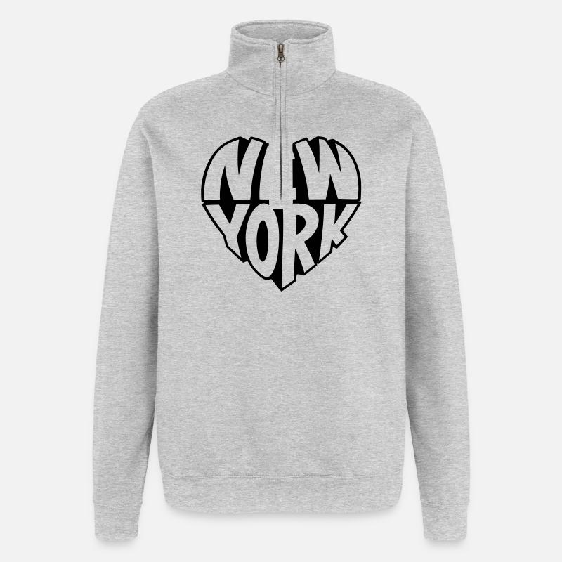New York angular heart - Quarter-Zip Sweatshirt - heather grey