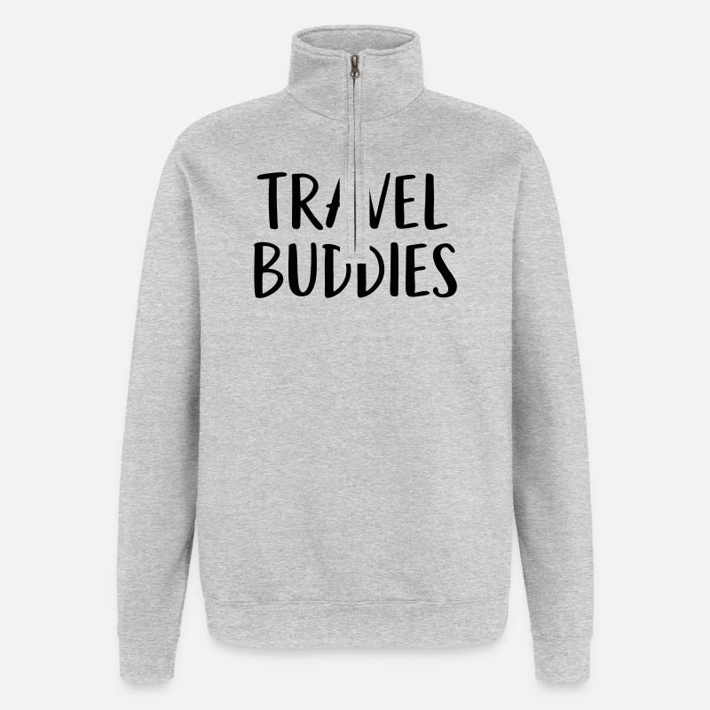 Compagnons de voyage - Sweat à zip 1/4 - gris chiné