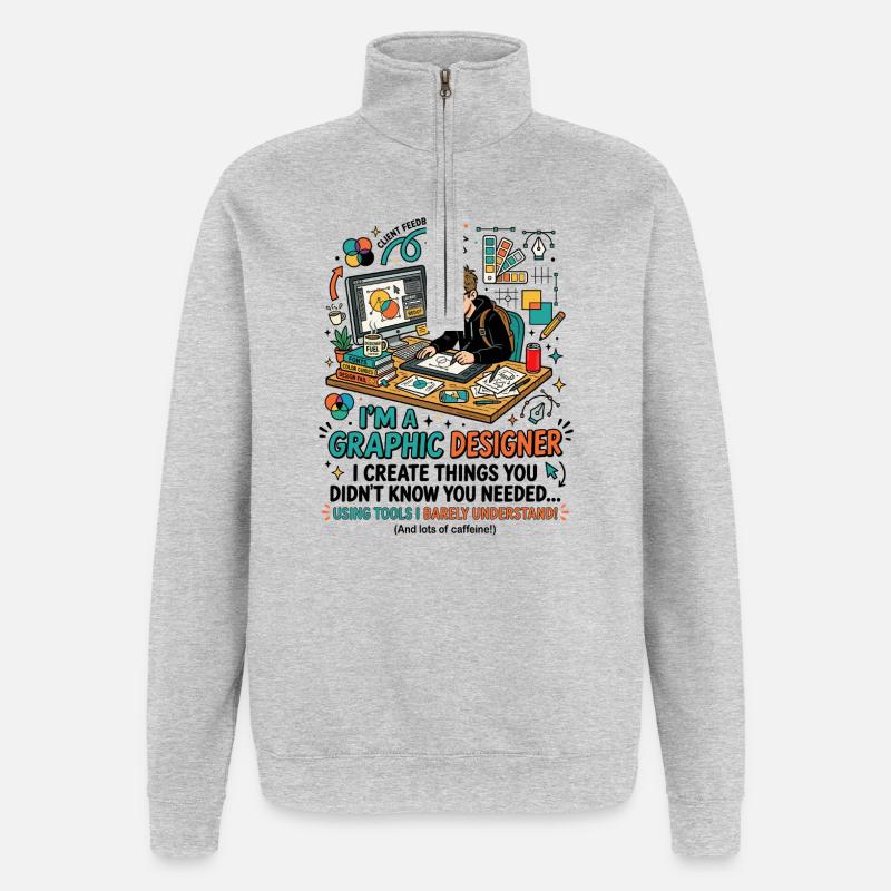 Outils de graphisme : Dire sur l’humour - Sweat à zip 1/4 - gris chiné