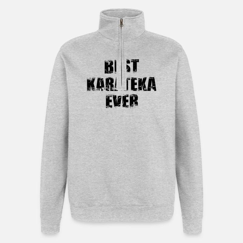 Karateka - Felpa con zip 1/4 - grigio melange