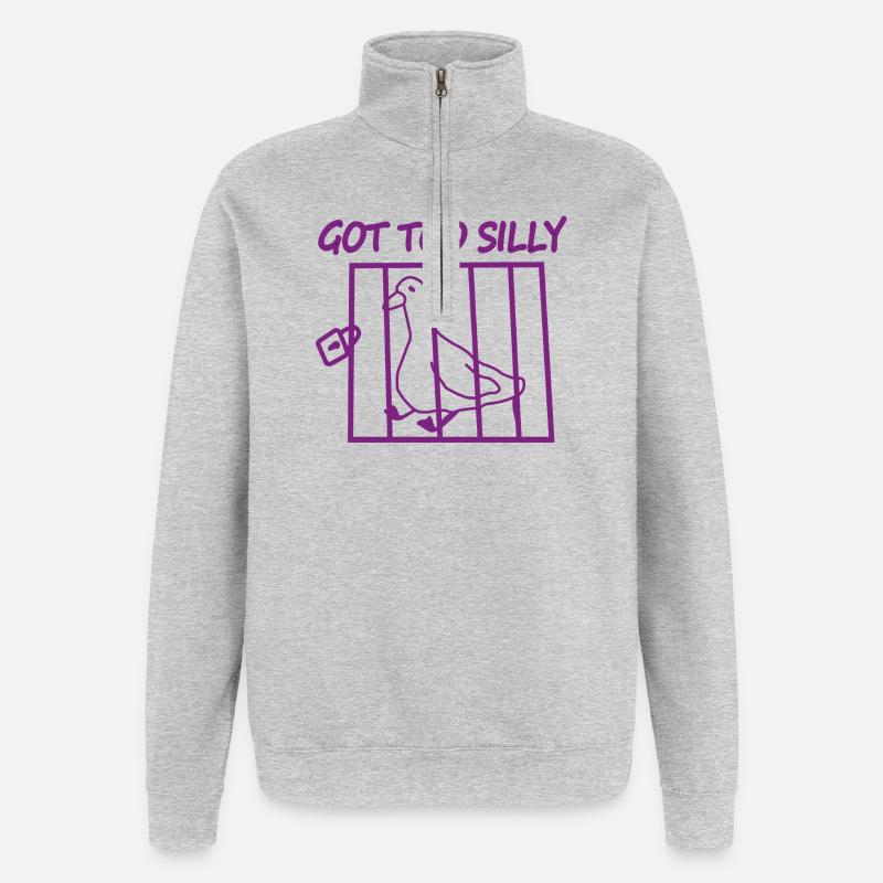 Cage à pigeons trop ridicule - Sweat à zip 1/4 - gris chiné