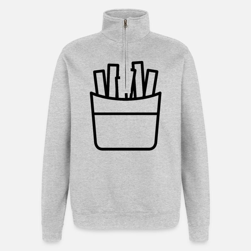 Frites - Sweat à zip 1/4 - gris chiné