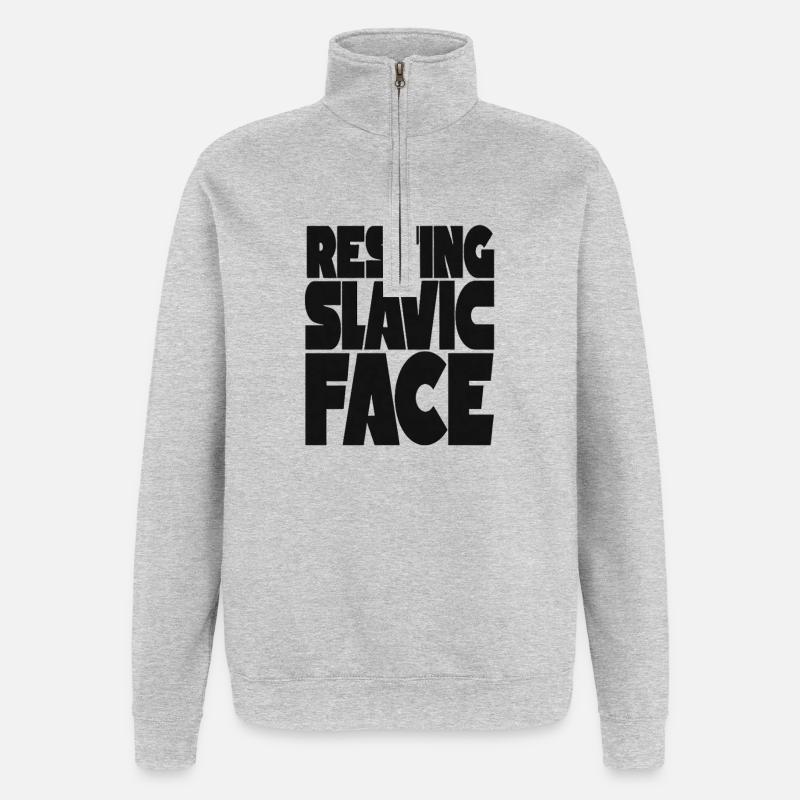 Resting Slavic Face Eastern Europe Saying - Quarter-Zip Sweatshirt - heather grey