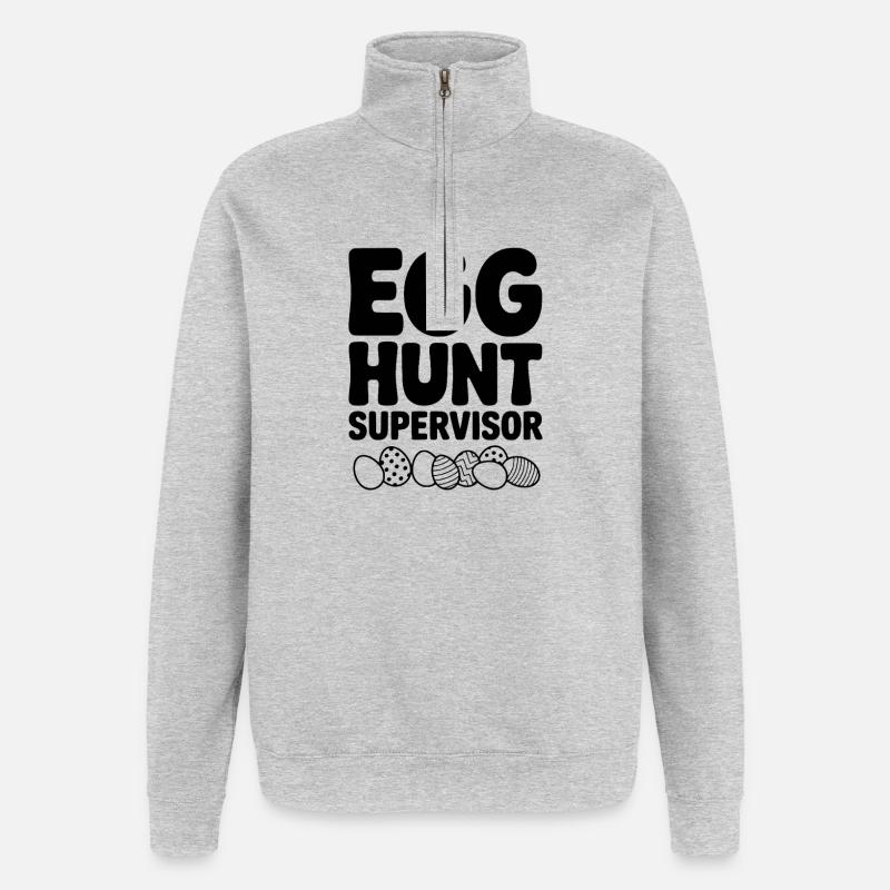 Leiter der Eiersuche - Quarter-Zip-Sweatshirt - Grau meliert