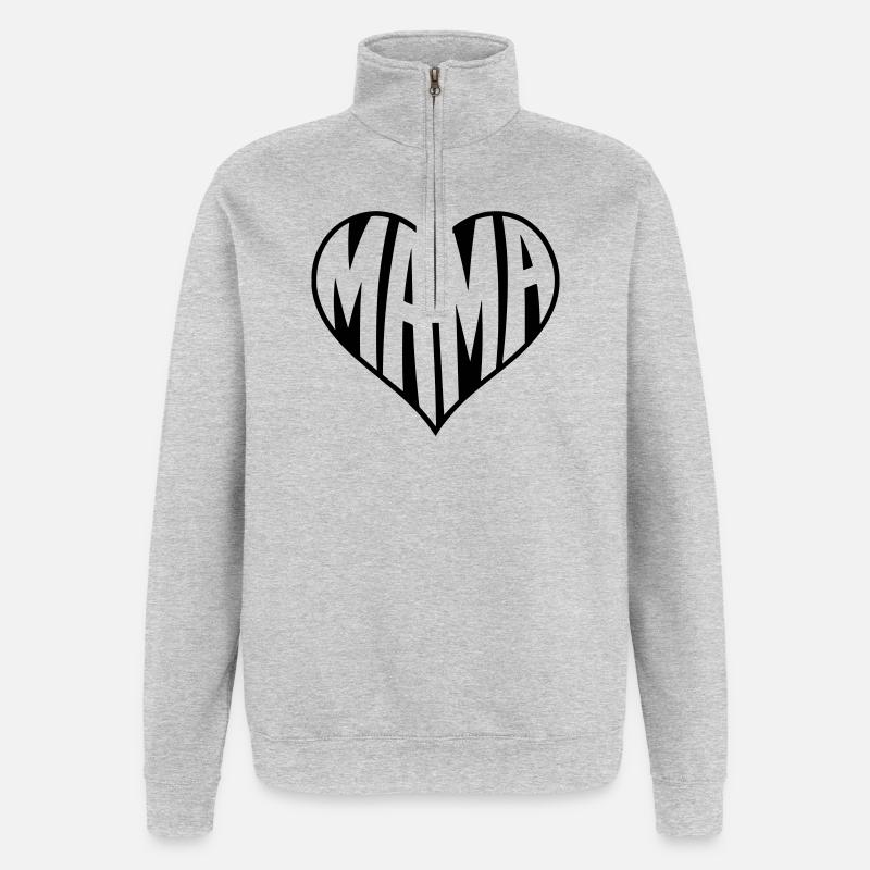 Mama Herz Typografie  - Quarter-Zip-Sweatshirt - Grau meliert