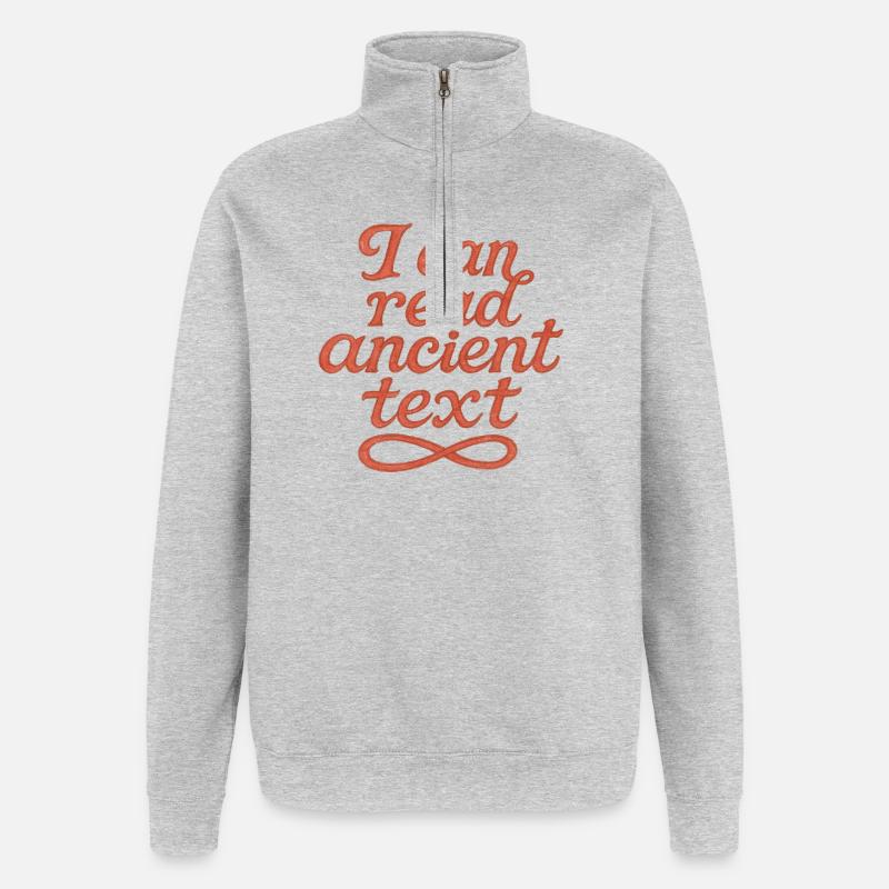 I Can Read Ancient Text - Quarter-Zip Sweatshirt - heather grey