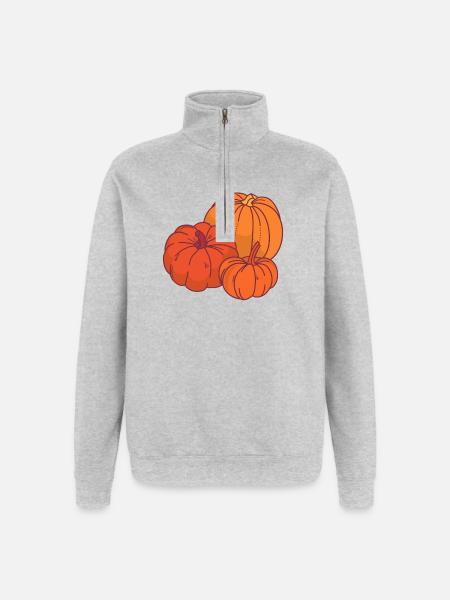 Cartoon Style Pumpkins - Quarter-Zip Sweatshirt - heather grey