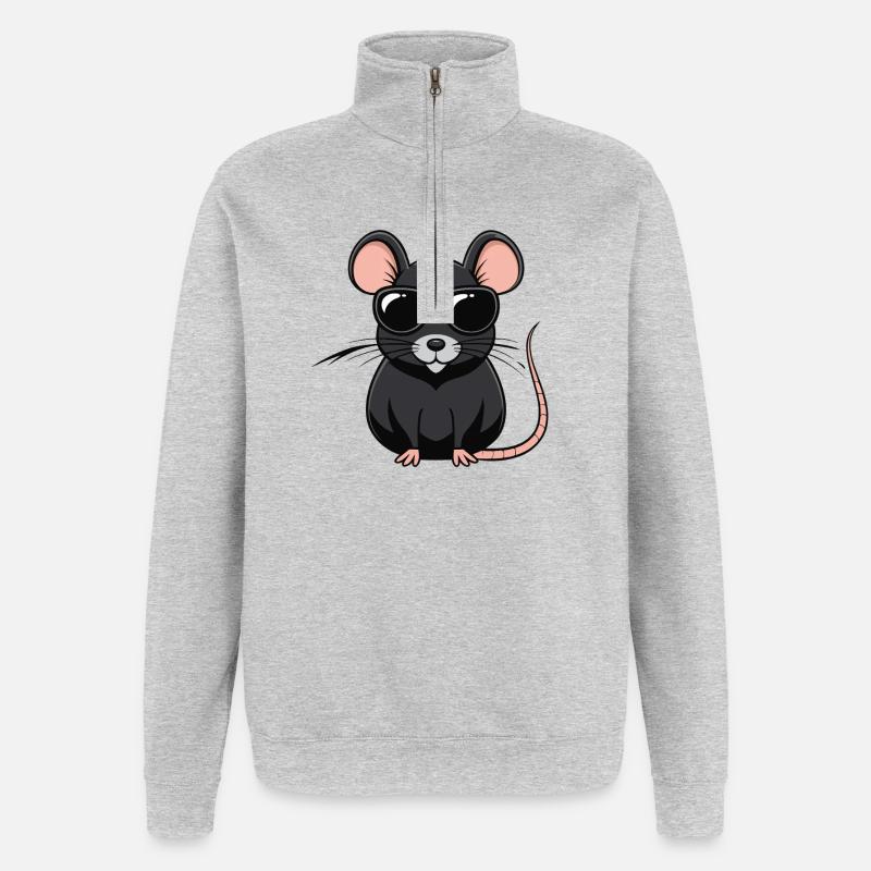 Raccoon Chic Sonnenbrille - Quarter-Zip-Sweatshirt - Grau meliert