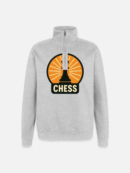 King of Chess Retro Design Grandmaster - Quarter-Zip Sweatshirt - heather grey