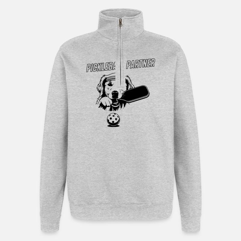 Compagnon de pickleball mignon - Sweat à zip 1/4 - gris chiné