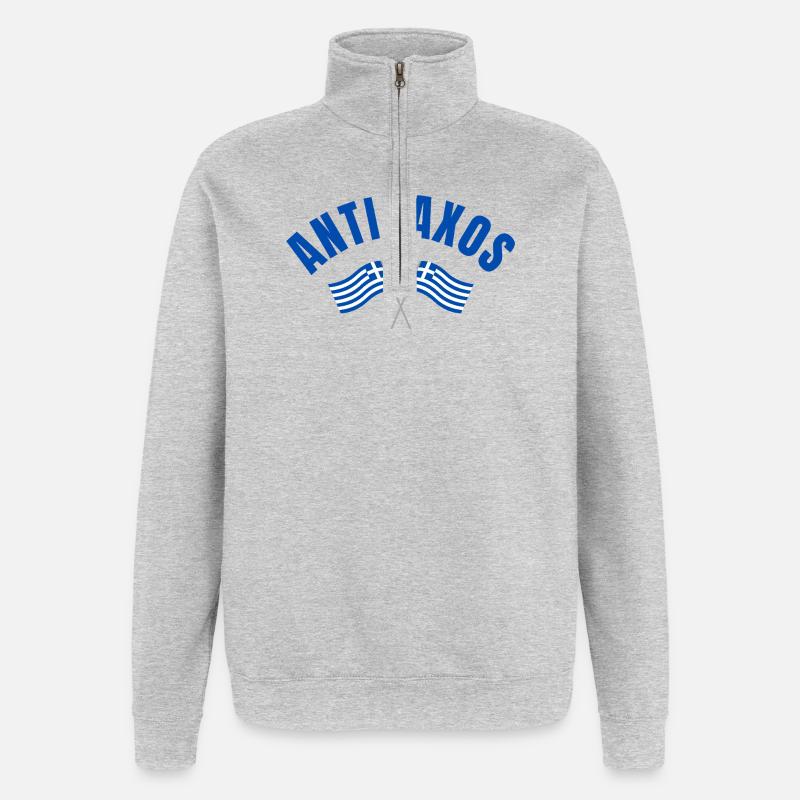 Drapeaux grecs Antipaxos - Sweat à zip 1/4 - gris chiné