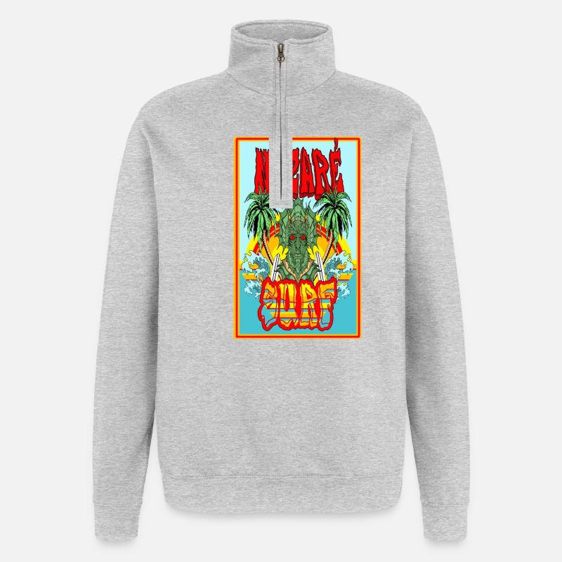 Affrontement des Palmiers du Dragon Tropical - Sweat à zip 1/4 - gris chiné