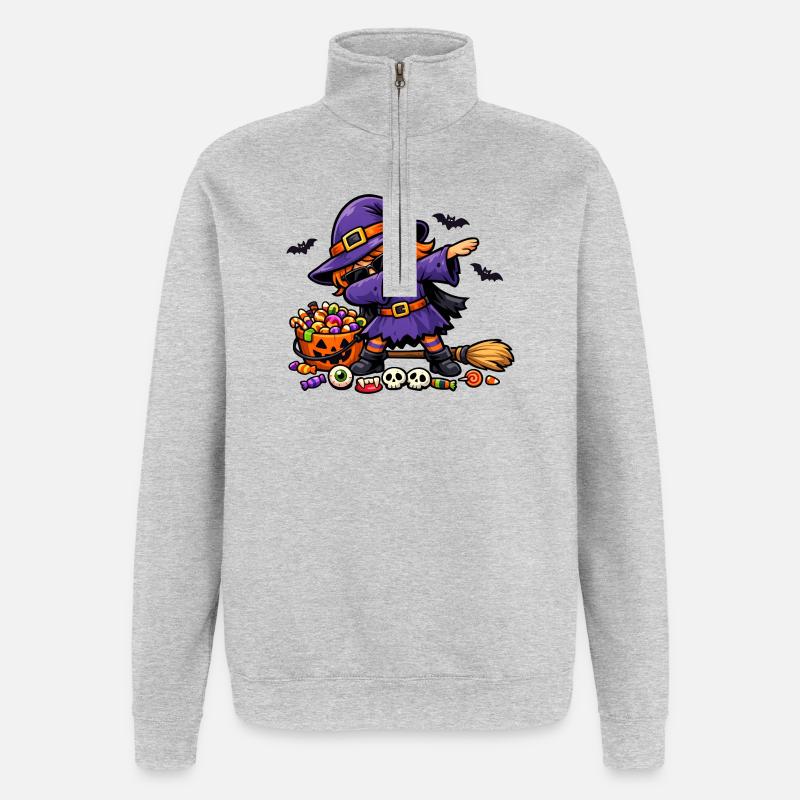 Dab Witch Enfants Filles Tout-petits Drôle - Sweat à zip 1/4 - gris chiné