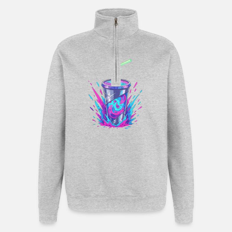 Éclaboussure de tasse Swirler Néon - Sweat à zip 1/4 - gris chiné