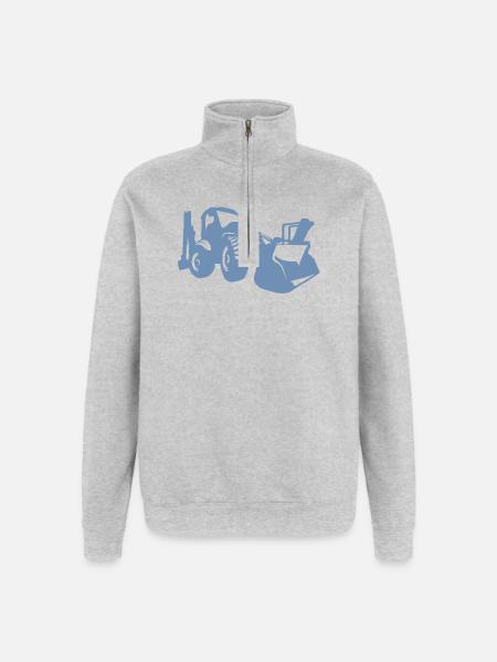 Bagger Radlader Baugeräteführer Silhouette - Quarter-Zip-Sweatshirt - Grau meliert