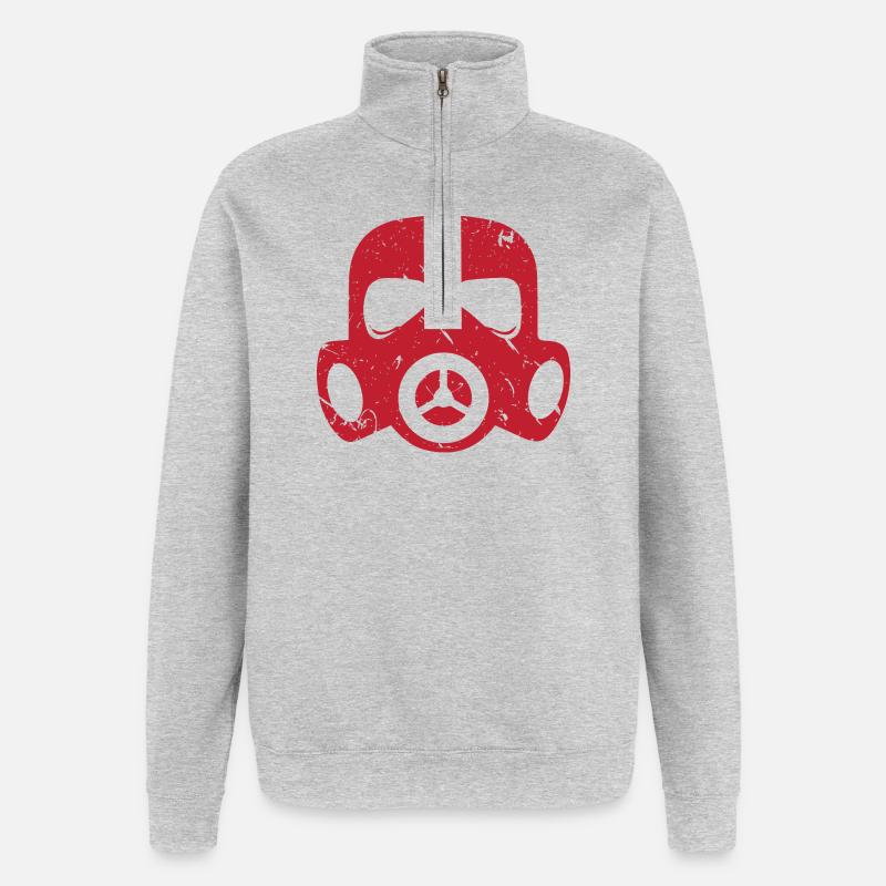 Grunge Gas Mask Nuclear Radioactive Particulate Matter - Quarter-Zip Sweatshirt - heather grey