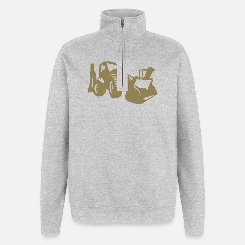 Bagger Radlader Baugeräteführer Silhouette - Quarter-Zip-Sweatshirt - Grau meliert