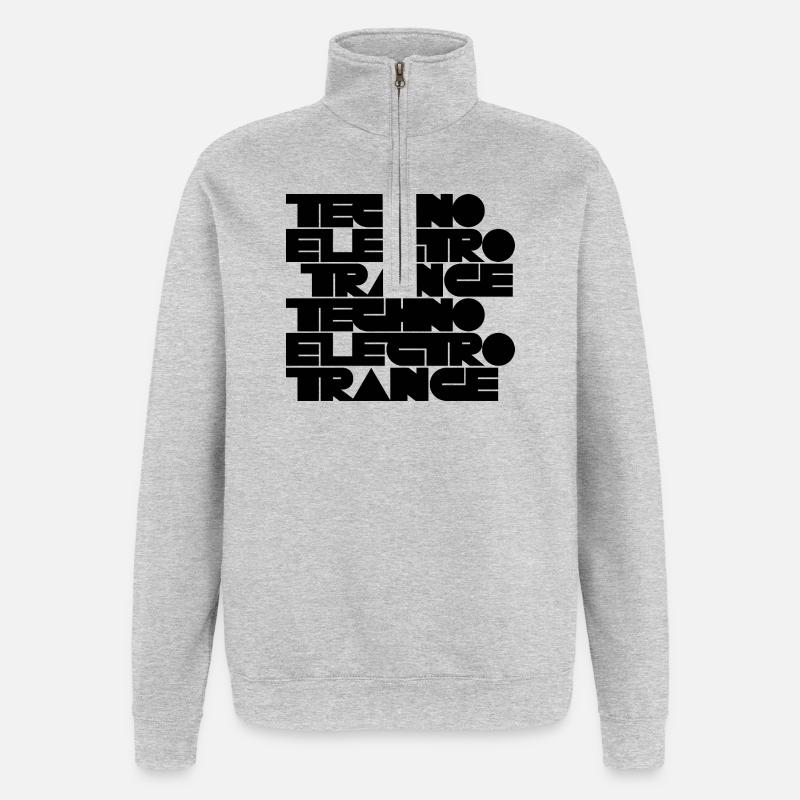 Musique techno électro trance - Sweat à zip 1/4 - gris chiné