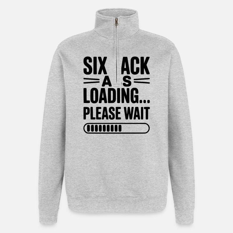 Six Pack Abs Loading... Please Wait - Quarter-Zip Sweatshirt - heather grey