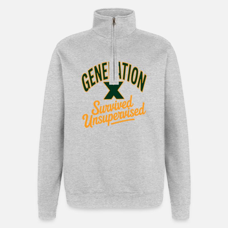 Generation X Survived Unsupervised - Quarter-Zip Sweatshirt - heather grey