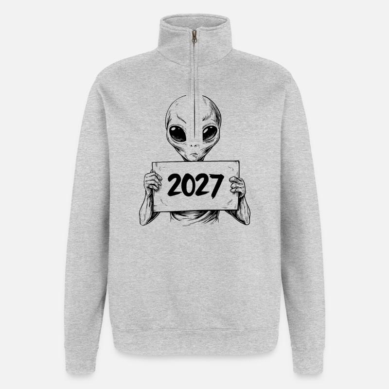 étranger - Sweat à zip 1/4 - gris chiné