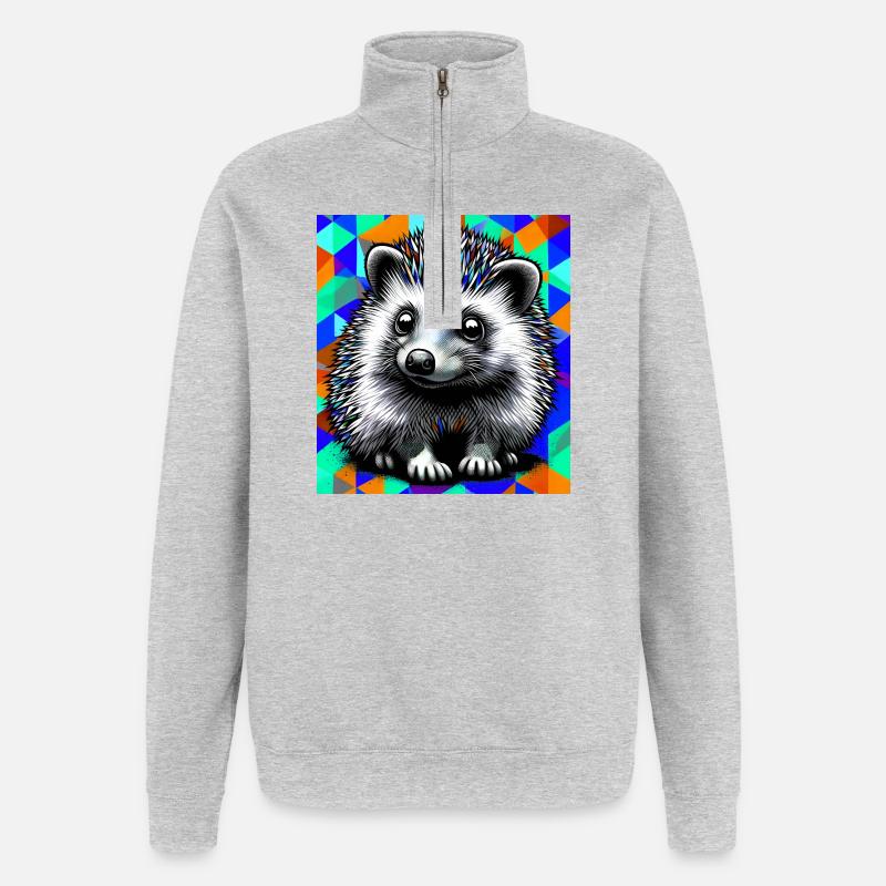 hérisson - Sweat à zip 1/4 - gris chiné