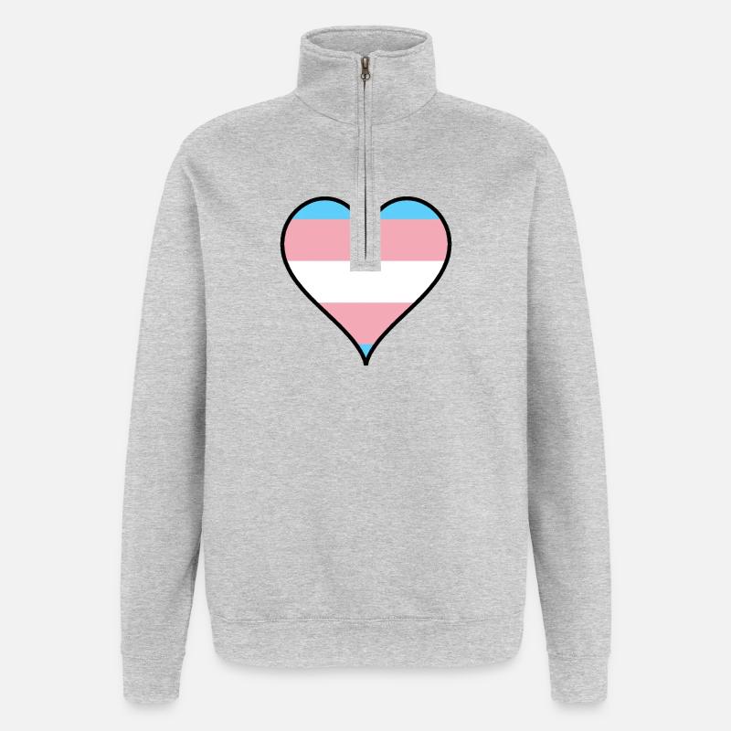 Trans Pride Herz - Quarter-Zip-Sweatshirt - Grau meliert
