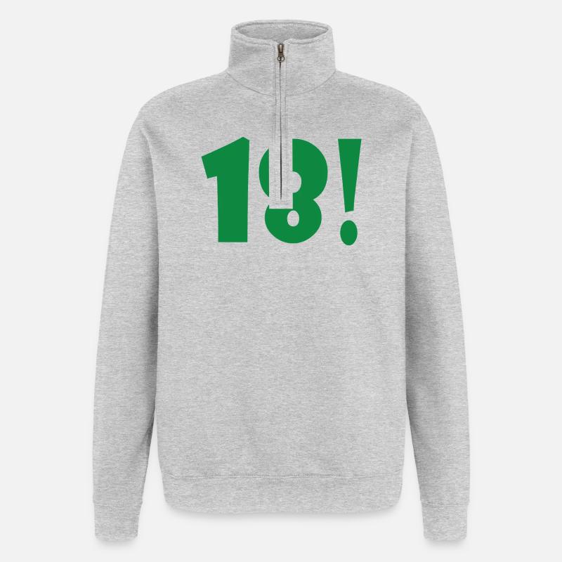 Vert 18 ! Impression exclusive - Sweat à zip 1/4 - gris chiné