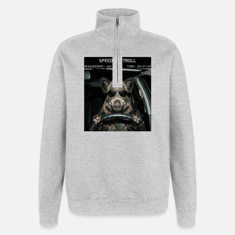 Wildschwein Geschwindikeit Kontrolle - Quarter-Zip-Sweatshirt - Grau meliert
