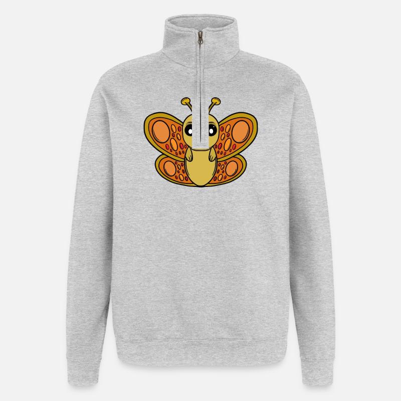 Sonnenchibi-Schmetterling - Quarter-Zip-Sweatshirt - Grau meliert