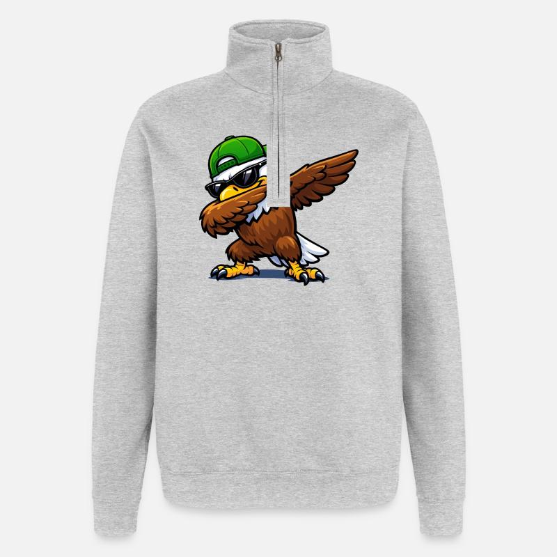 Aigle à l’eau à dabber - Sweat à zip 1/4 - gris chiné