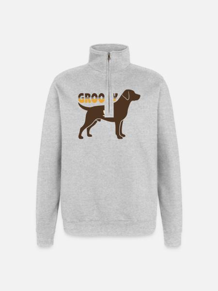 Groovy Dog Retriever Retro - Quarter-Zip Sweatshirt - heather grey