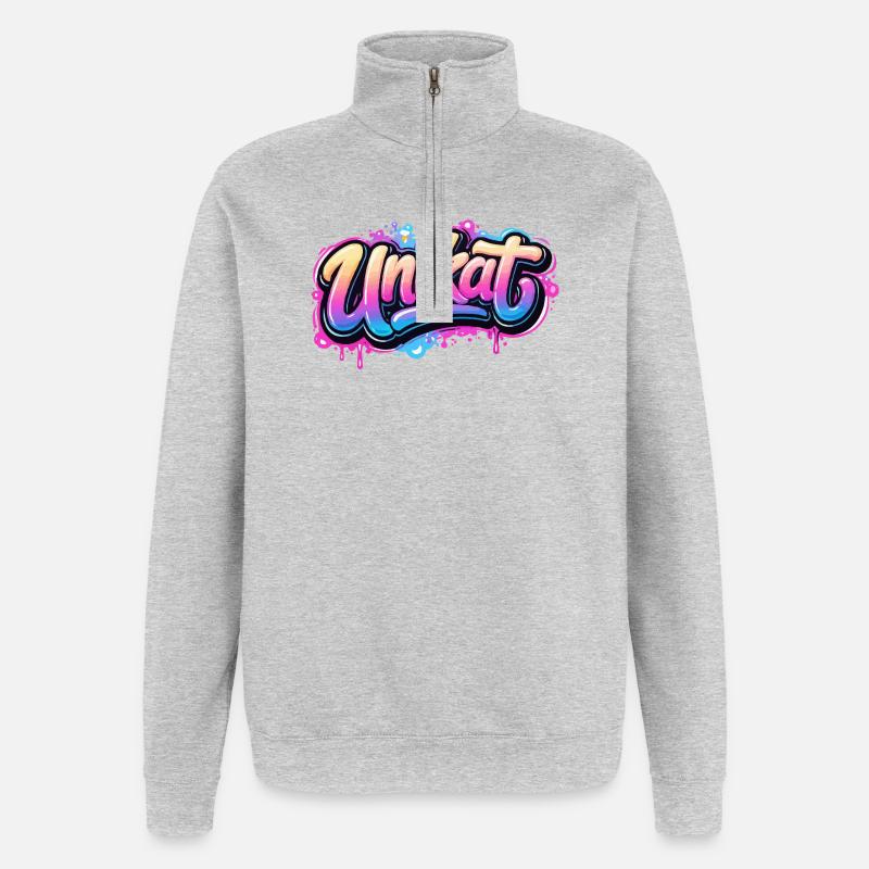 Unique Graffiti Neon - Quarter-Zip Sweatshirt - heather grey