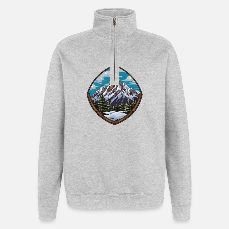 Berggipfel Schildemblem Berge - Quarter-Zip-Sweatshirt - Grau meliert