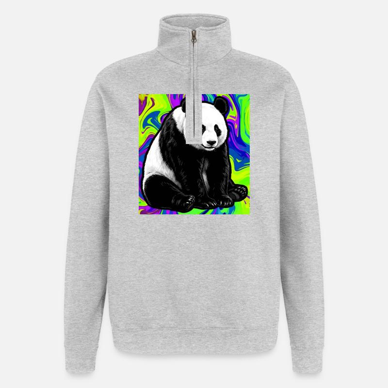 panda - Sweat à zip 1/4 - gris chiné