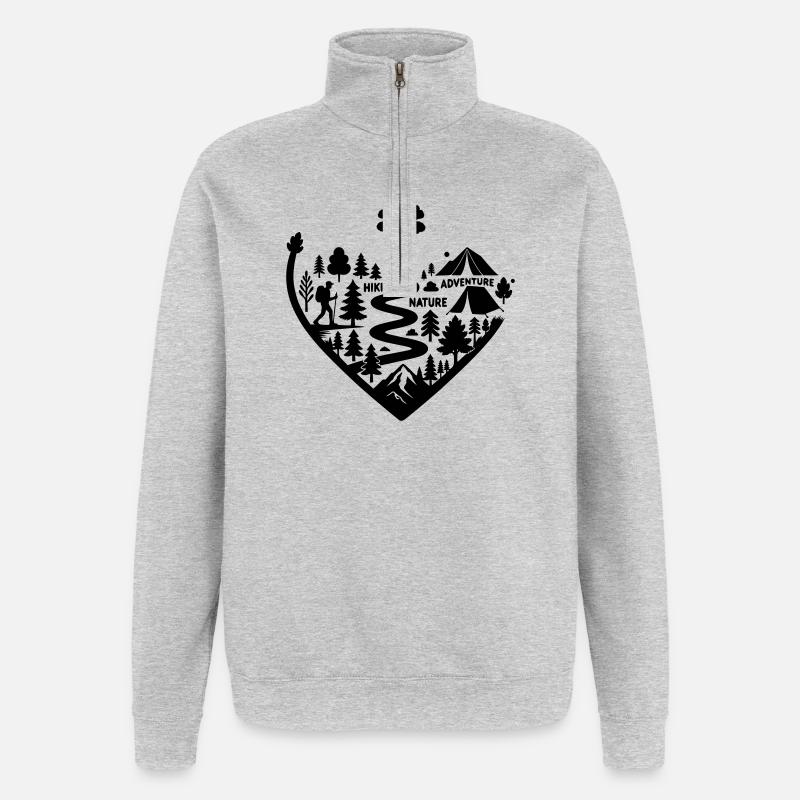 Wanderpfad Abenteuer Natur  - Quarter-Zip-Sweatshirt - Grau meliert
